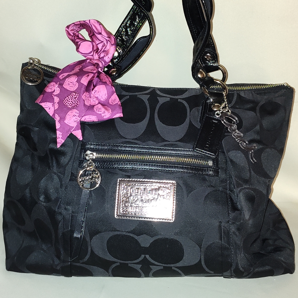 Black Coach Women's Bag with Pink Accent